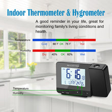 Load image into Gallery viewer, SMARTRO Projection Alarm Clock Digital Clock with Indoor Thermometer Hygrometer