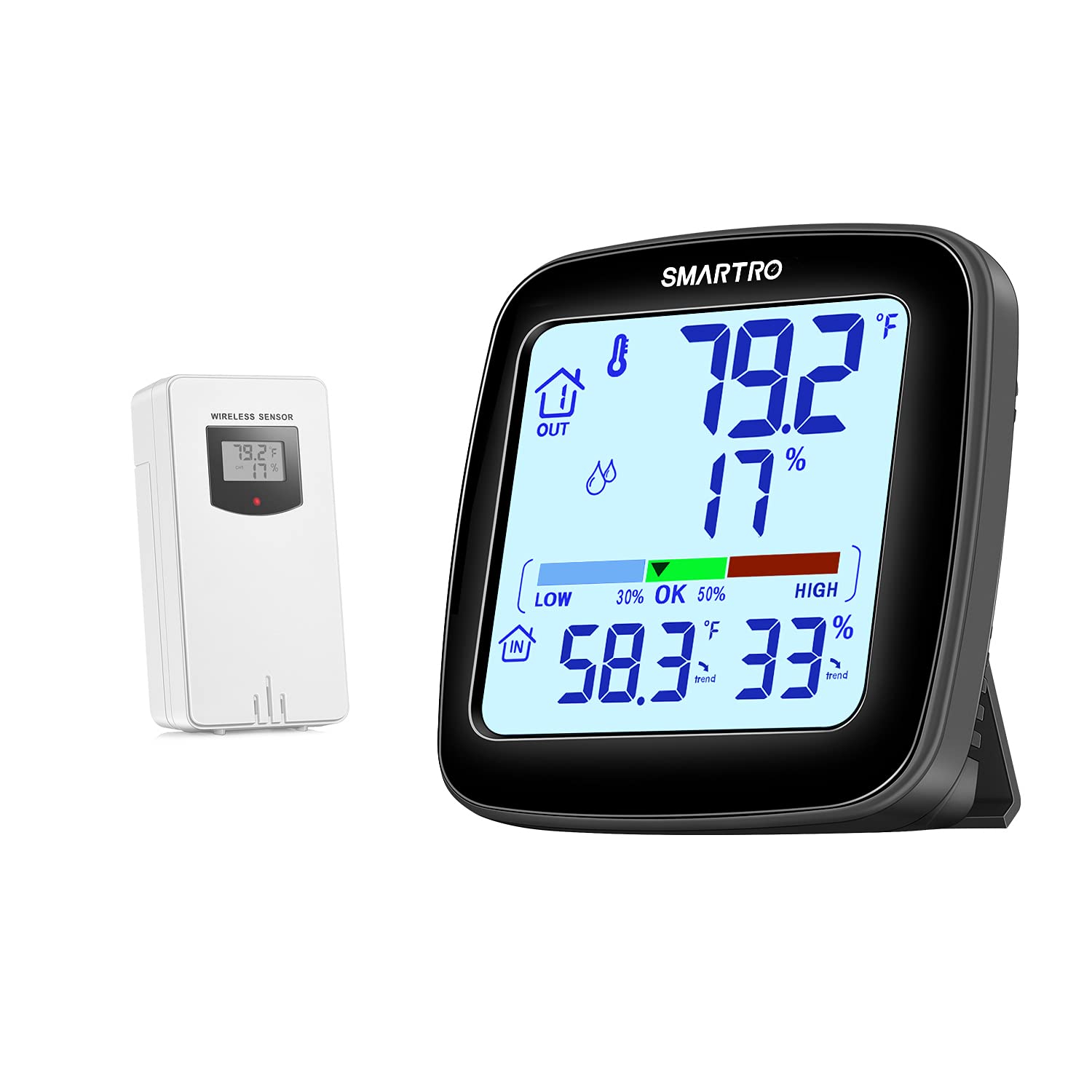 SMARTRO SC92 Professional Indoor Outdoor Thermometer Wireless Digital –  Meat Thermometers and Outdoor Thermometers