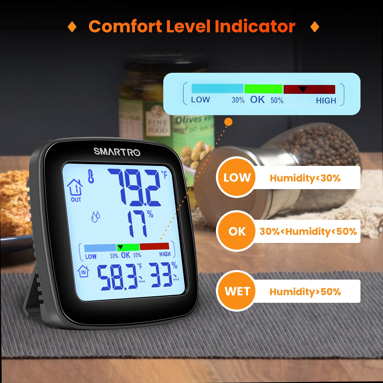 SMARTRO SC92 Professional Indoor Outdoor Thermometer Wireless Digital ...