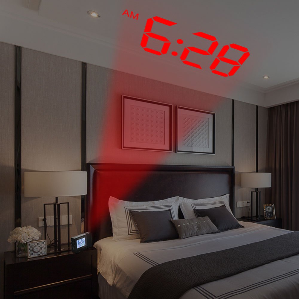 SMARTRO SC91 Projection Alarm Clocks for Bedrooms with Weather