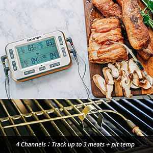 1pc, Wireless Meat Thermometer For Grilling And Smoking, 500FT Grill Smoker  BBQ Cooking Food Thermometer, Oven Safe, Grill Oven Thermometer With 4 Mea