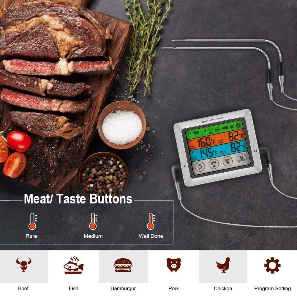 SMARTRO ST54 Dual Probe Digital Meat Thermometer for Food Cooking Kitchen  Oven