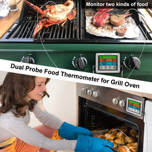 SMARTRO ST54 Dual Probe Digital Meat Thermometer for Food, Oven, BBQ Grill  Timer