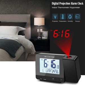 SMARTRO Projection Alarm Clock Digital Clock with Indoor Thermometer Hygrometer